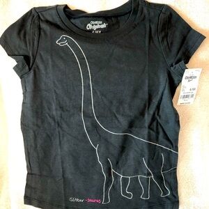 NEW Girls Black Dino Tee Size 4/5 or 6/6x